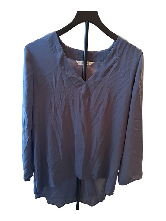 Bianca Nygard Tops - Bianca Nygard Blue Sheer V Neck Long Sleeve Blouse Women’s Medium